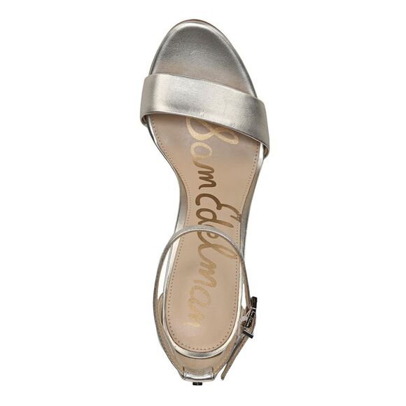 NWT SAM EDELMAN Womens Silver Yaro Almond Leather Heeled Sandal 5.5 M - Picture 3 of 5